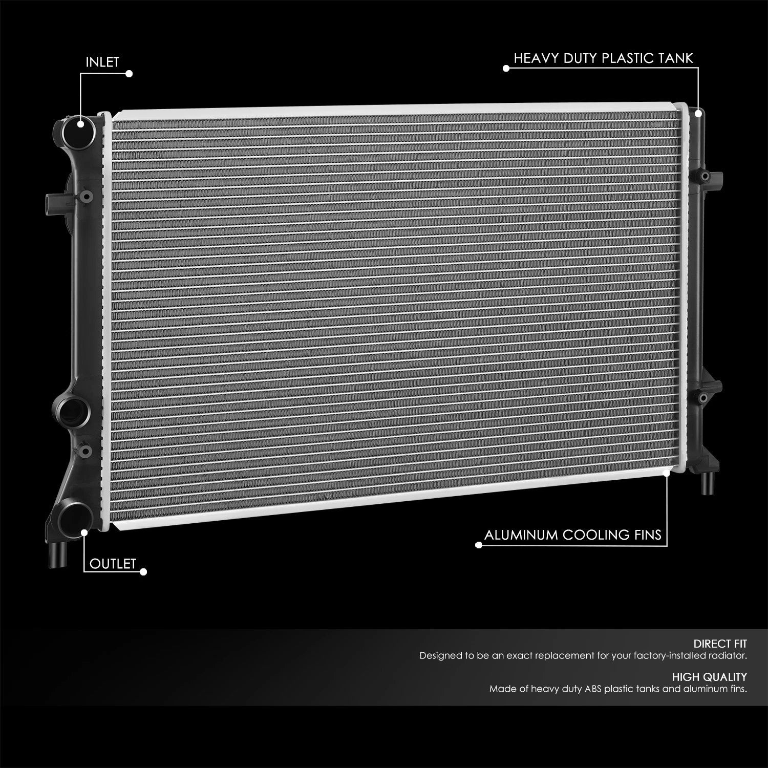OE Aluminum Cooling Radiator for Volkswagen Passat 2.5L (2012–2015) DPI 13422