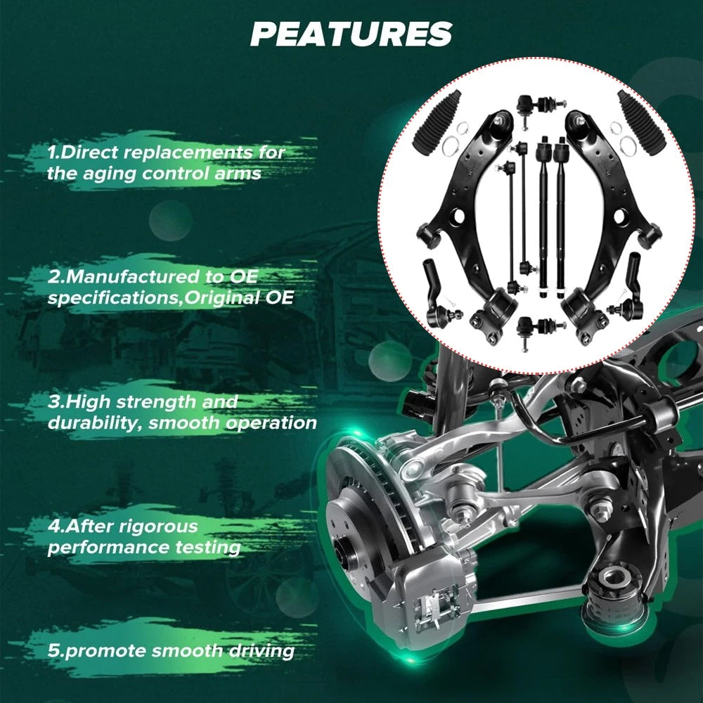 12Pcs Control Arm Set Suspension Kit for Mazda 3 (2004–2009)