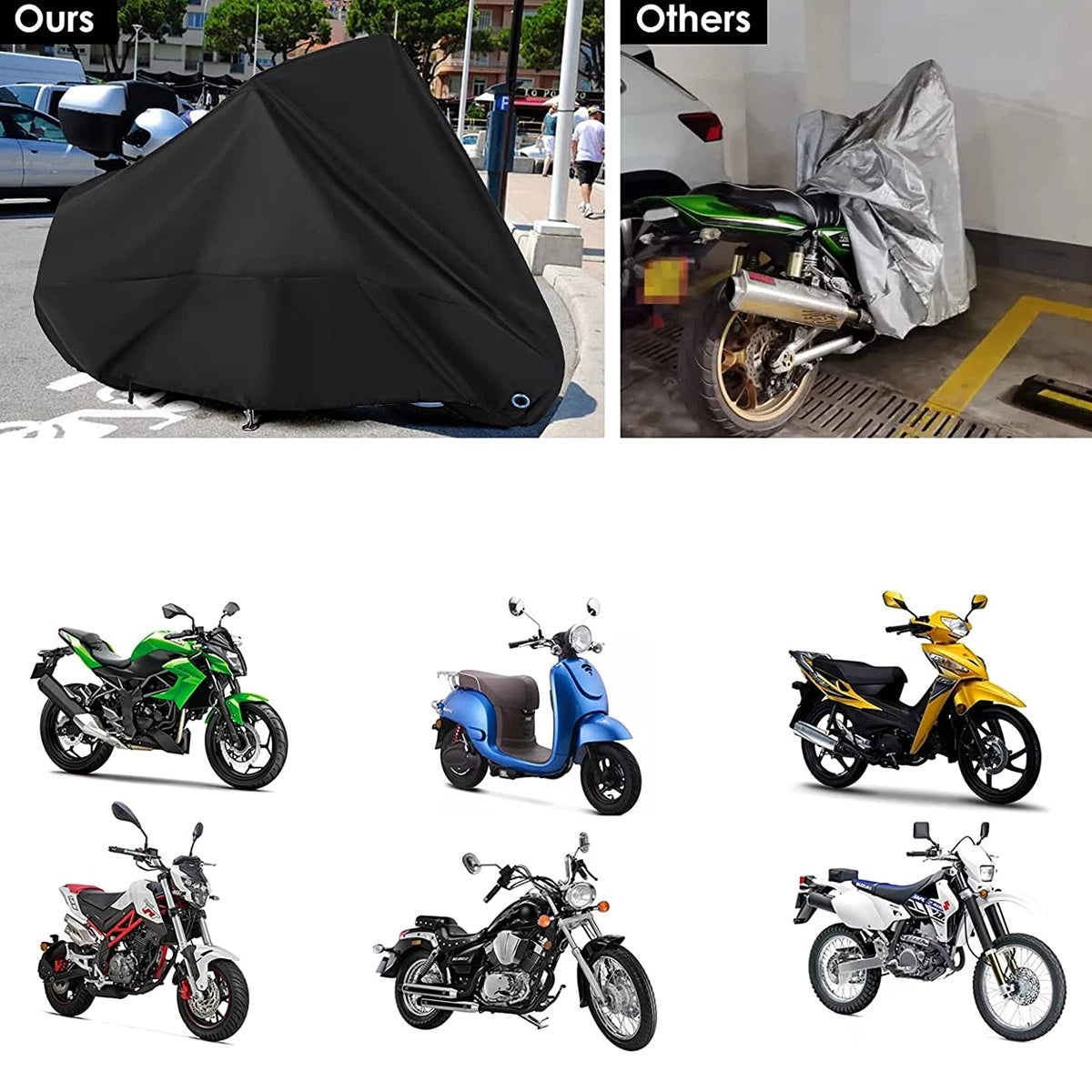 Motorcycle Cover XL for Universal Fit (97×41×49 in) Waterproof UV Protector