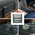 3 x Car Seat Side Back Storage Net Bag Phone Holder Pocket Organizer Black