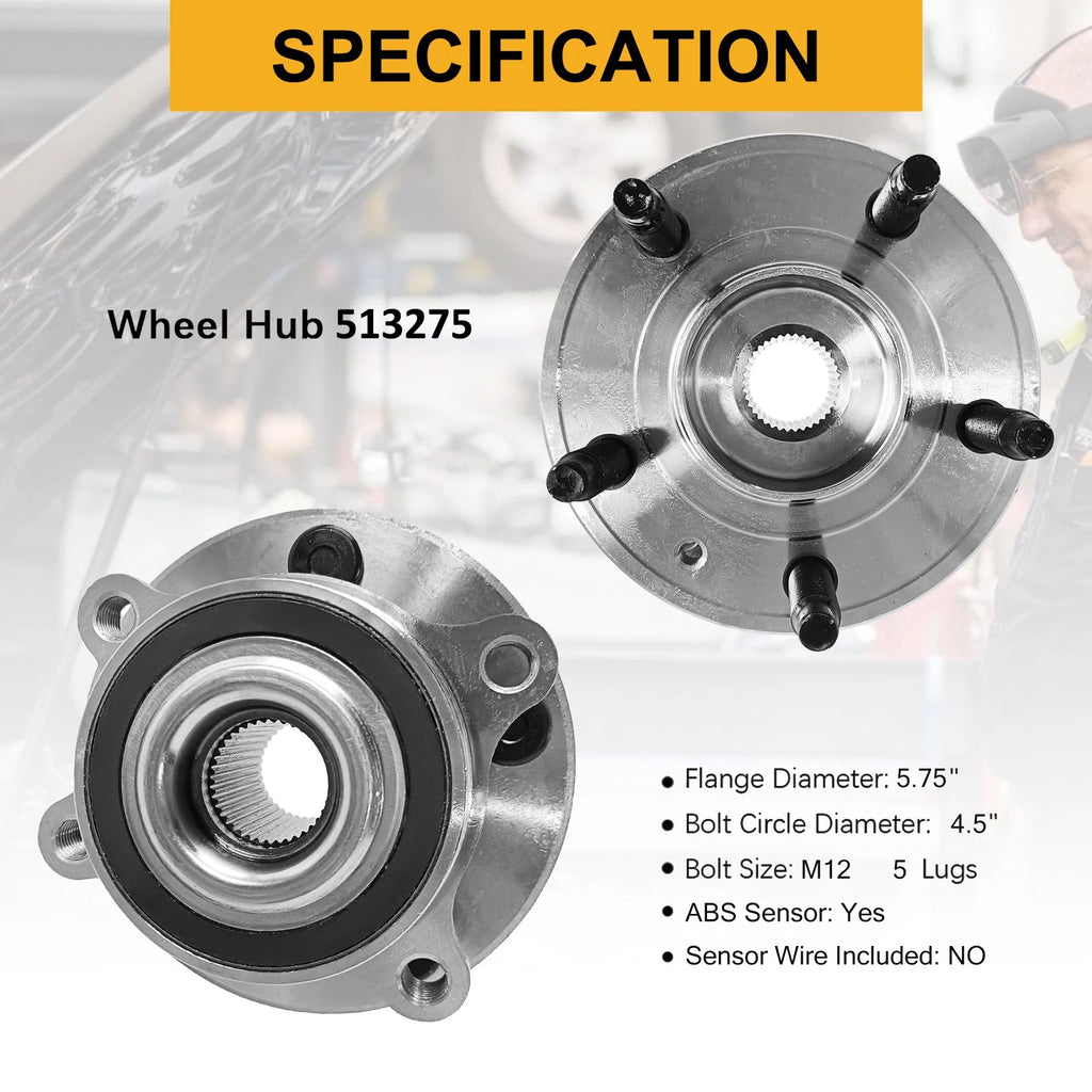 2 Front Wheel Hub Bearings for Ford Taurus Flex Lincoln MKS MKT (2013–2019)