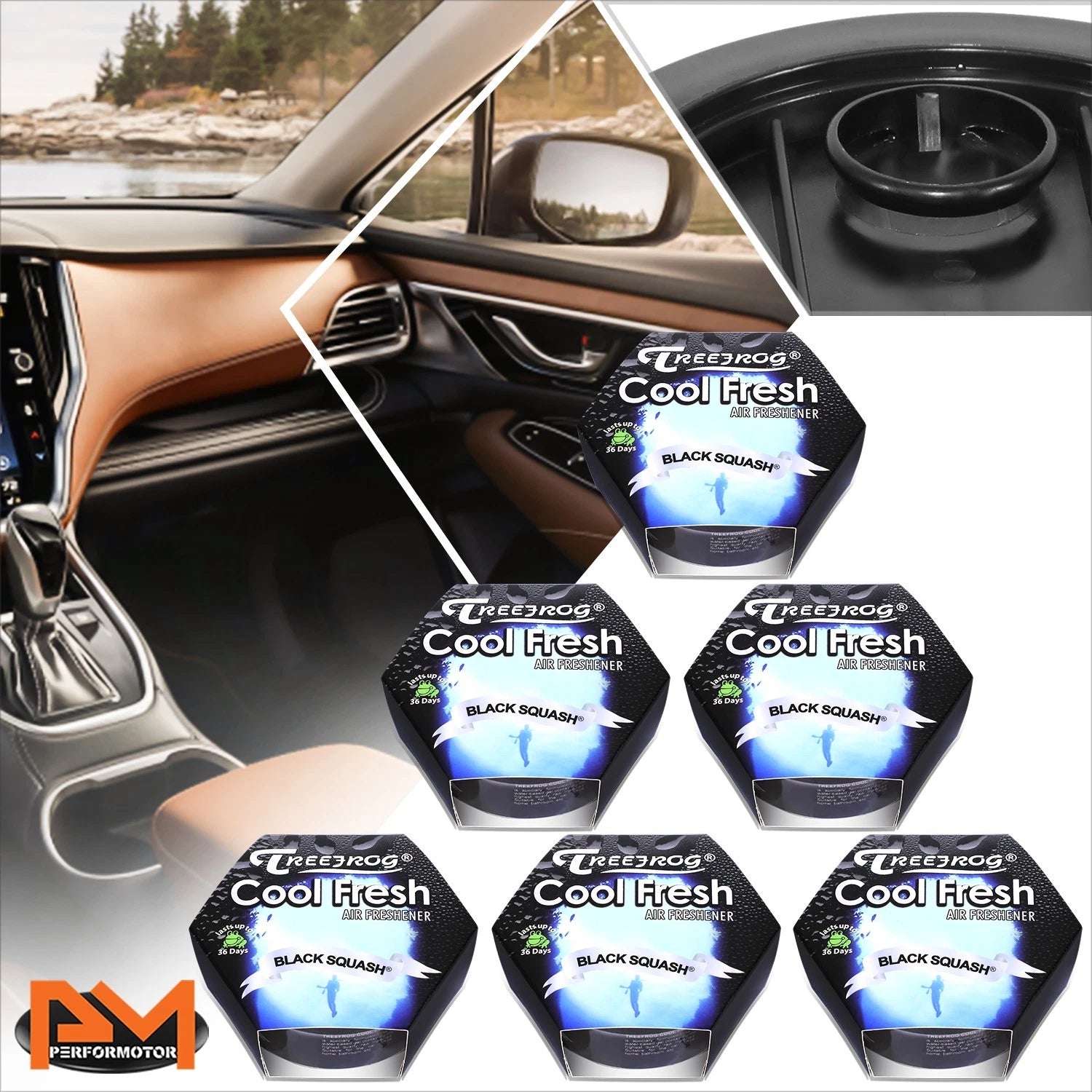 6x Treefrog Black Squash Air Freshener for Room/Car/Office (60g/2.1oz)