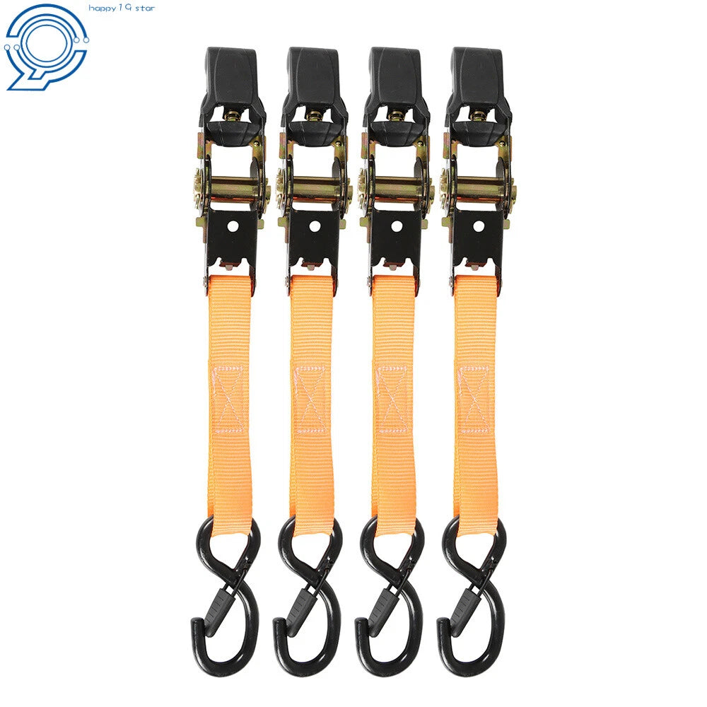 Set of 4 Ratchet Straps for Heavy Duty Use (15 FT, 2200 LB Break Strength)