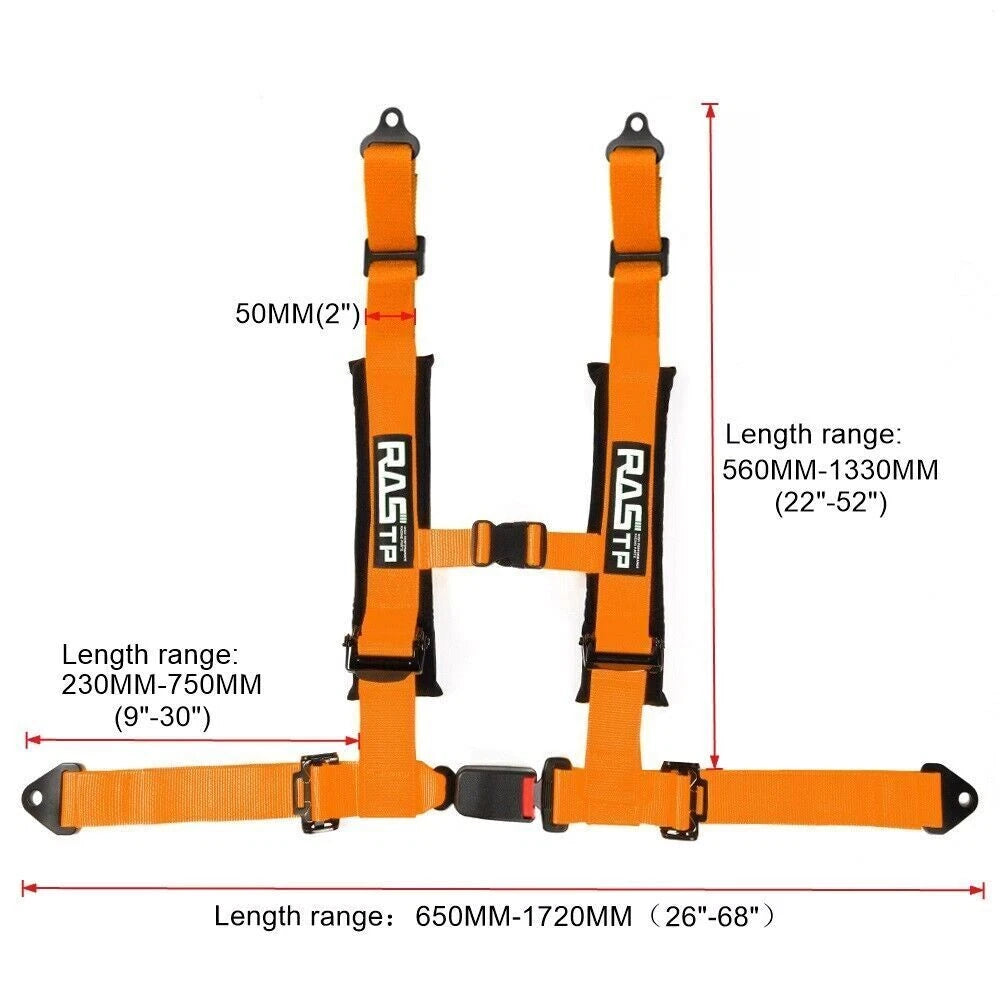 2X 4 Point Buckle Seat Belt Harness 2IN Straps for ATV UTV (Universal)