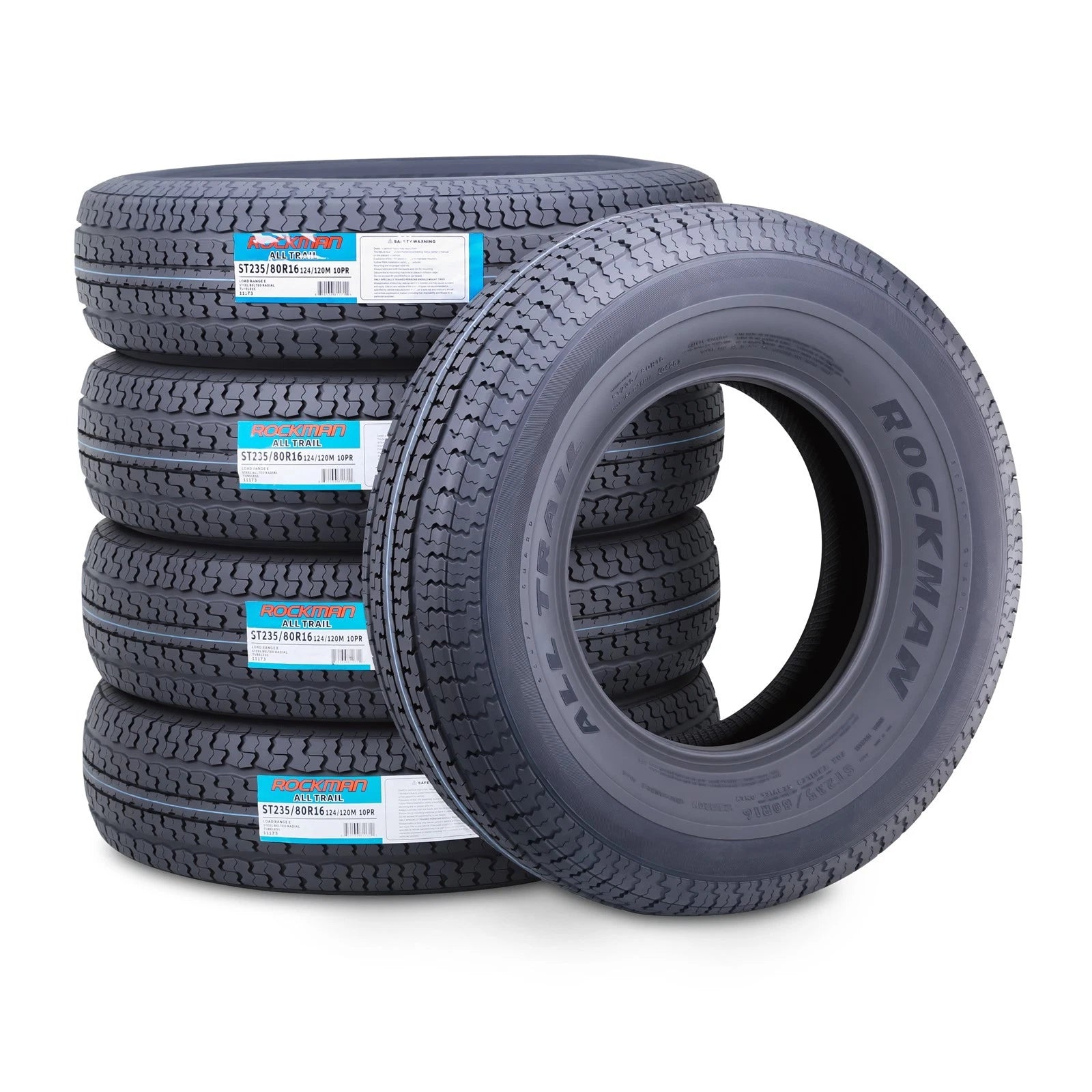 Set of 4 ROCKMAN ST235/80R16 10-Ply Trailer Tires 124M Steel Belted