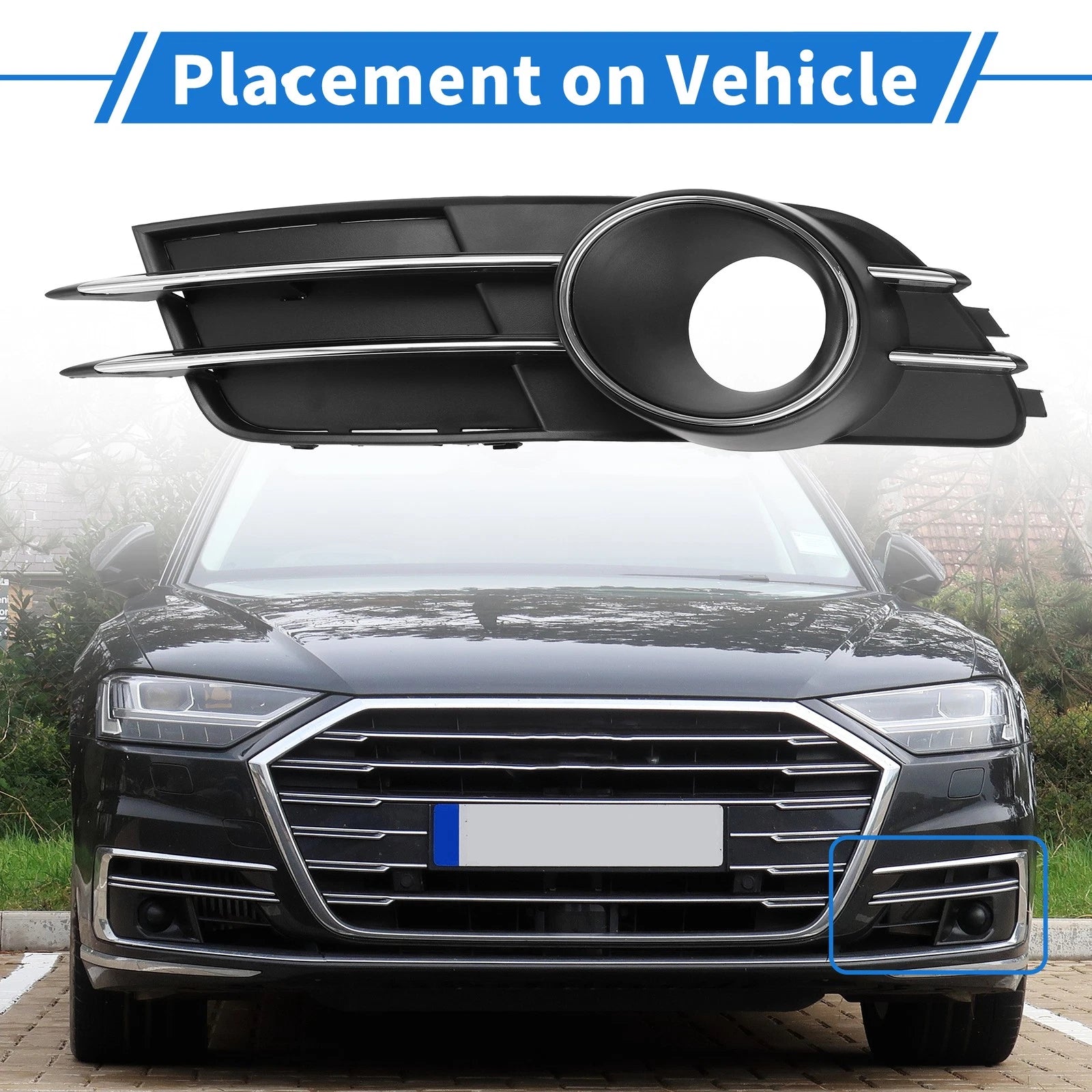 1pc Front Left Fog Light Grill for Audi A6 C7 (2011–2014) No.4GD807681B ABS
