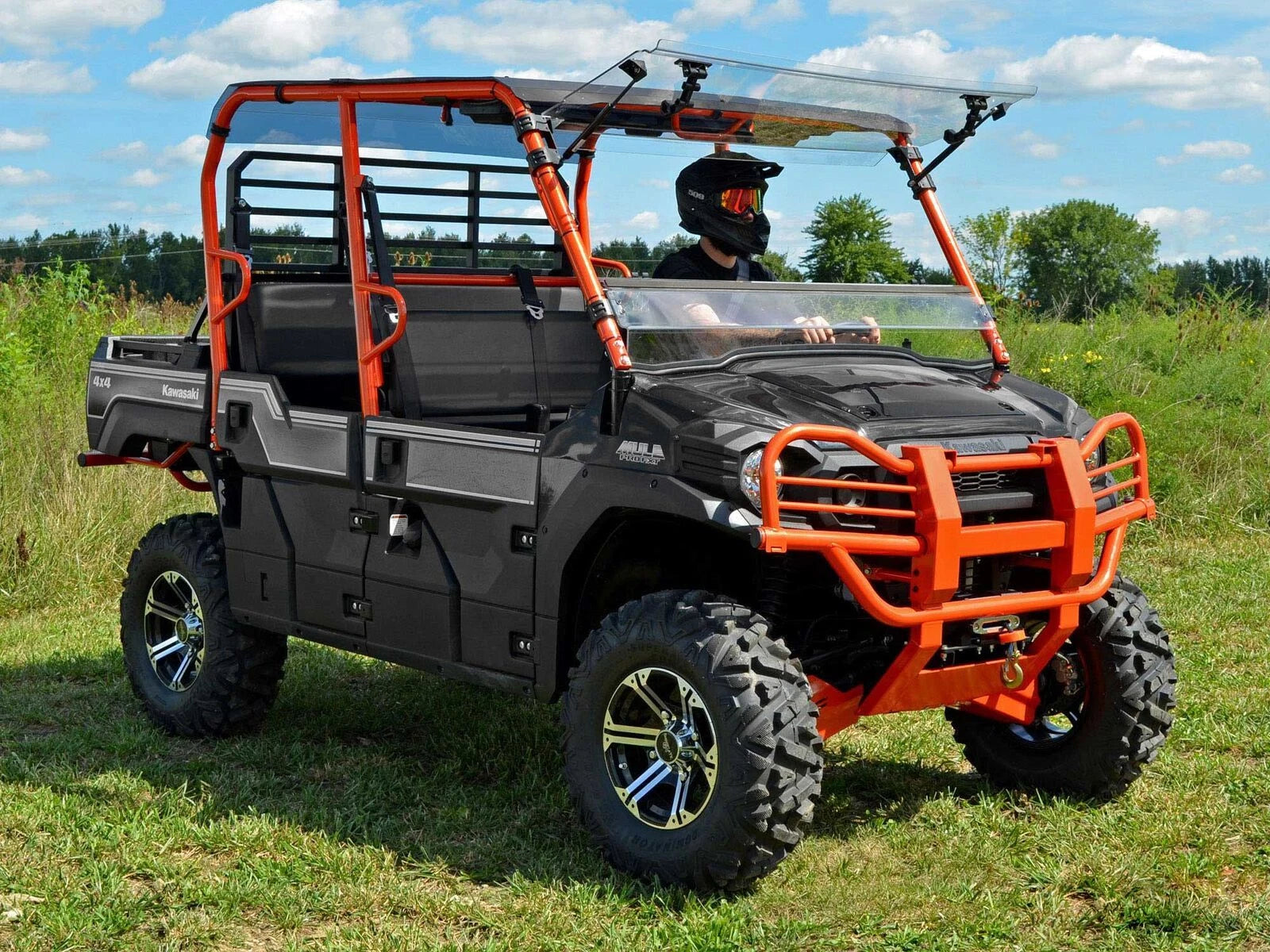 Scratch Resistant Flip Windshield for Kawasaki Mule Pro FXT/DXT/DX/FX (2015–2023)
