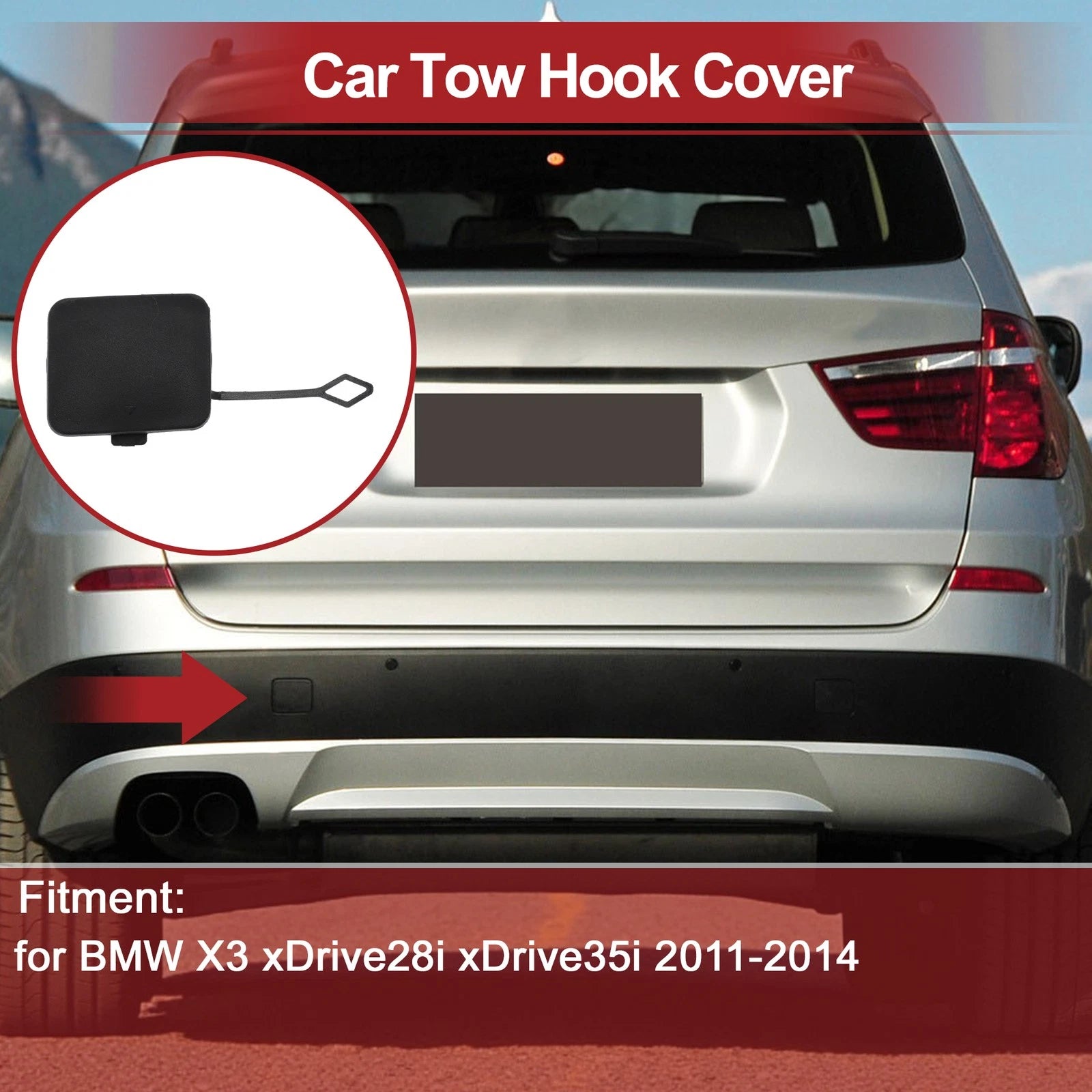 Tow Hook Cover Cap for BMW X3 xDrive28i (No. 51127272415)