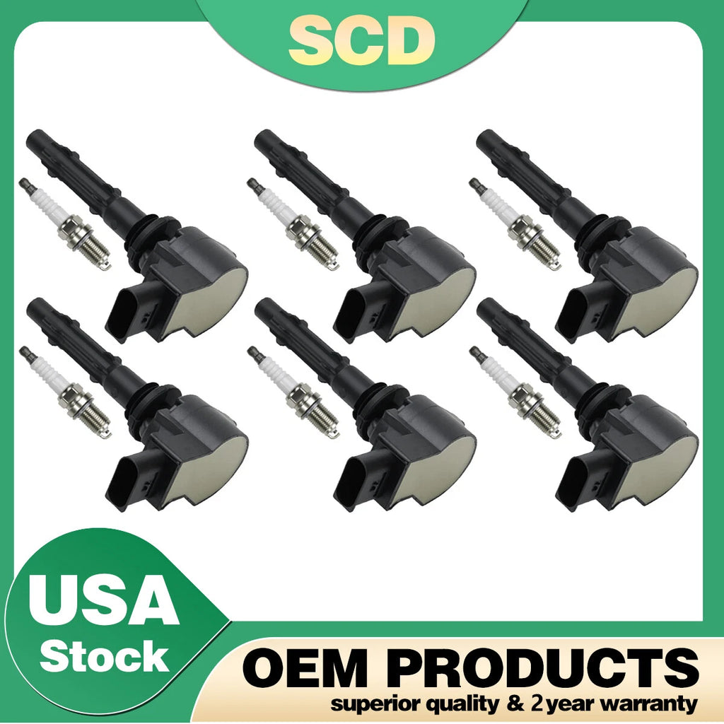 6 Ignition Coils & Spark Plugs for Mercedes-Benz GLK350 E350 C300 C350 ML350 (2008–2015)