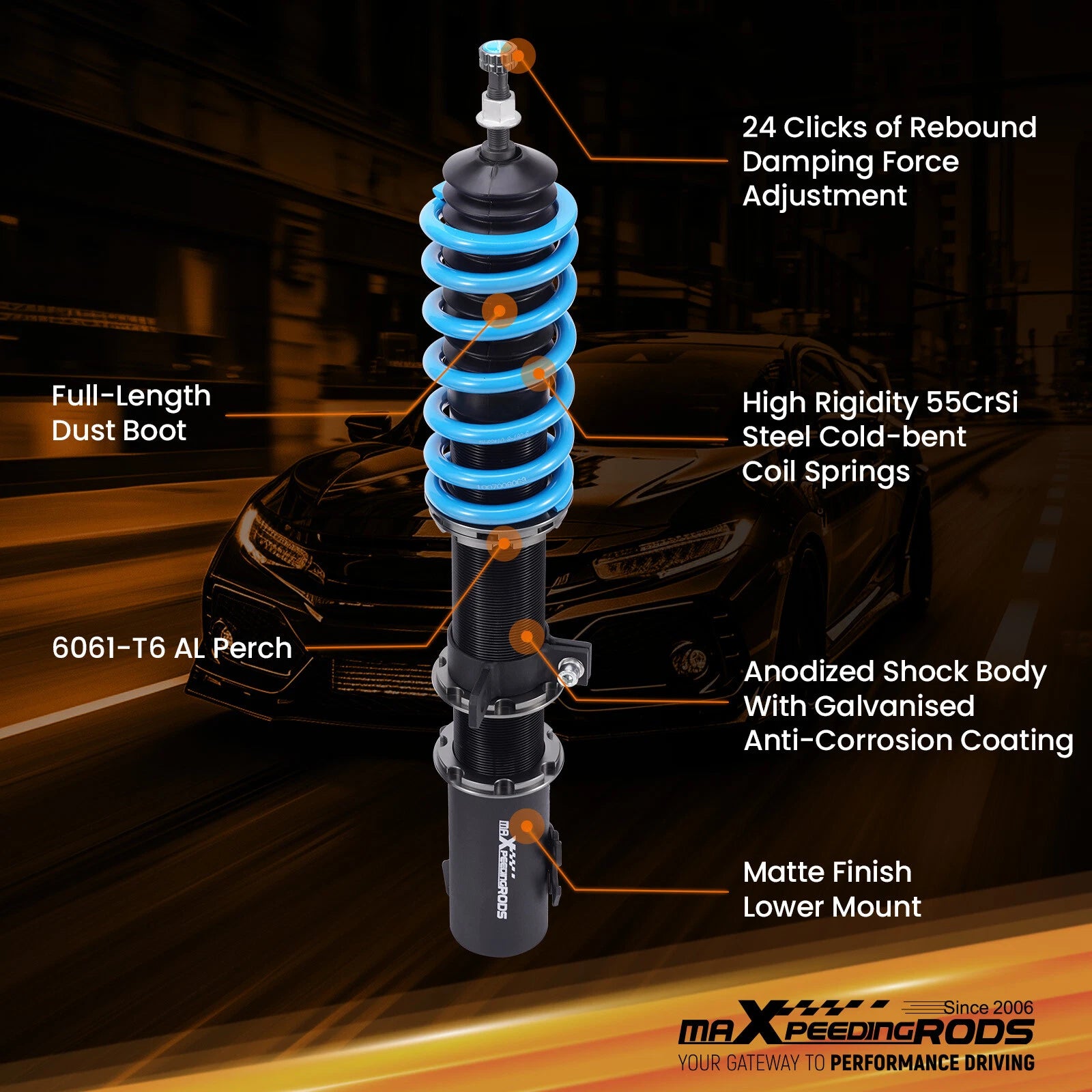 Adjustable Coilover Lowering Kit for Scion xD (2008-2014) Yaris (2007-2011)