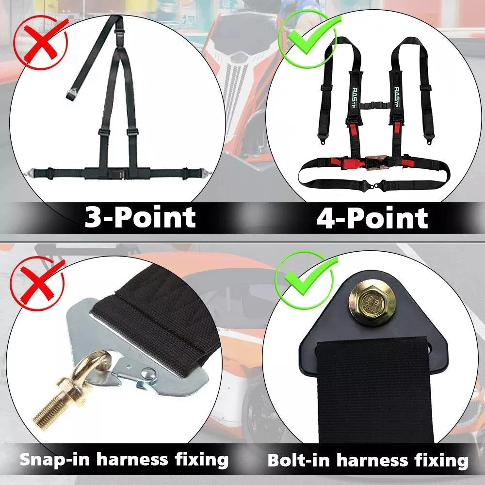 Set of 4 Racing Harness Belts 4PT Camlock Quick Release for UTV ATV Go-Kart