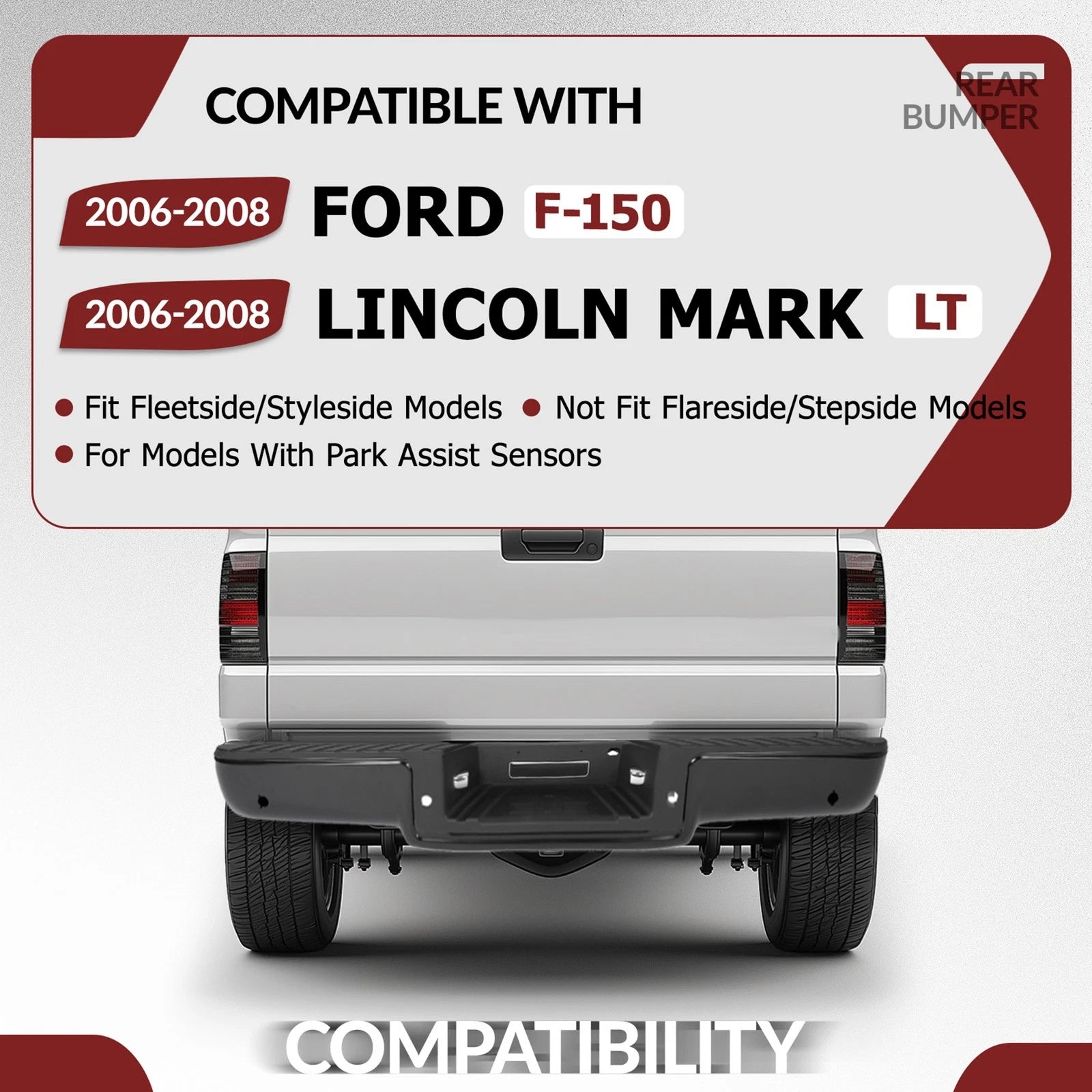 Rear Step Bumper Assembly for Ford F-150 (2006–2008) with Sensor Holes
