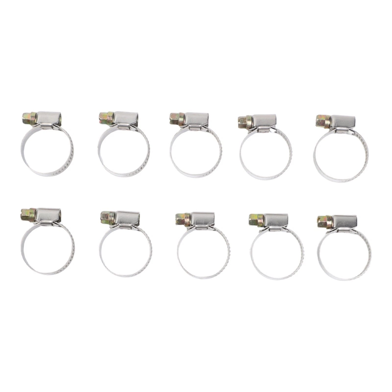10PCS Stainless Steel Pipe Clamps Hose Clips 16-27mm