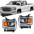 Pair of HID Projector Headlights with LED DRL for GMC Sierra 2500HD (2016–2019)