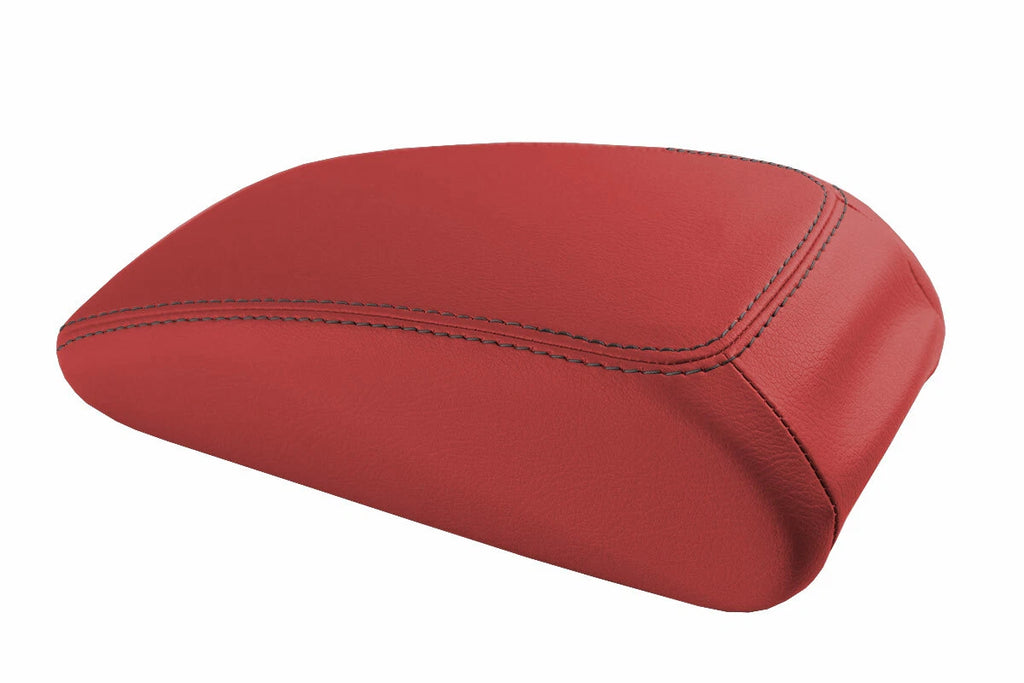 Leather Console Lid Armrest Cover for Audi A3 (2015–2020) Red Black Stitch