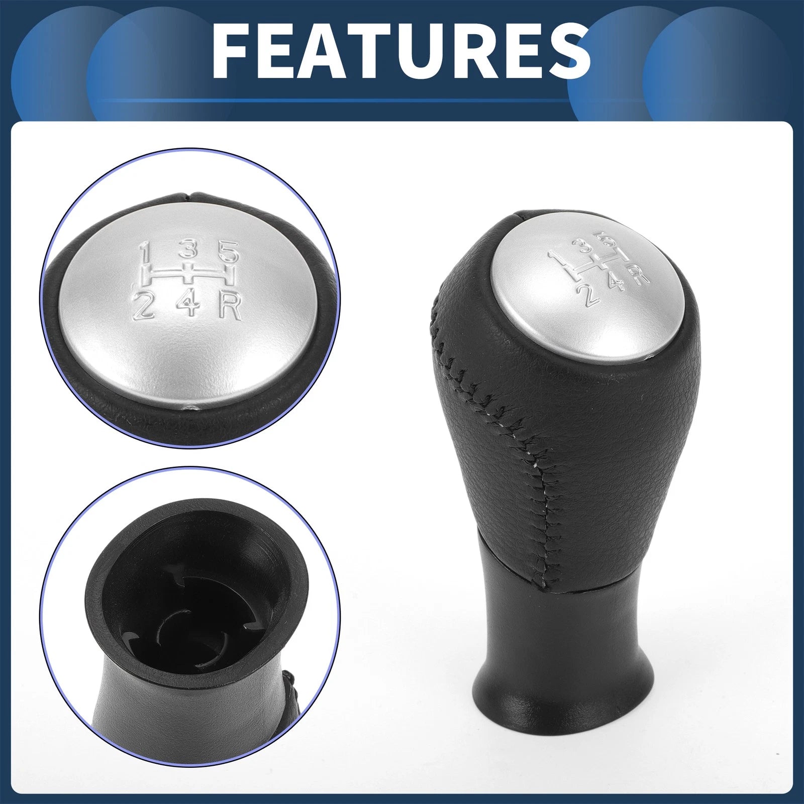 5 Speed Gear Shift Knob for Honda Accord (2003–2008) Black Silver Tone