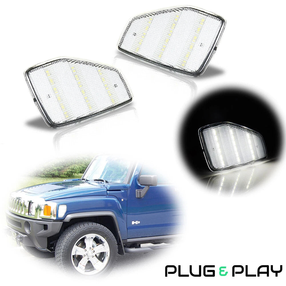 Clear White Fender Side Marker Lights for Hummer H3, H3T (2005–2010)