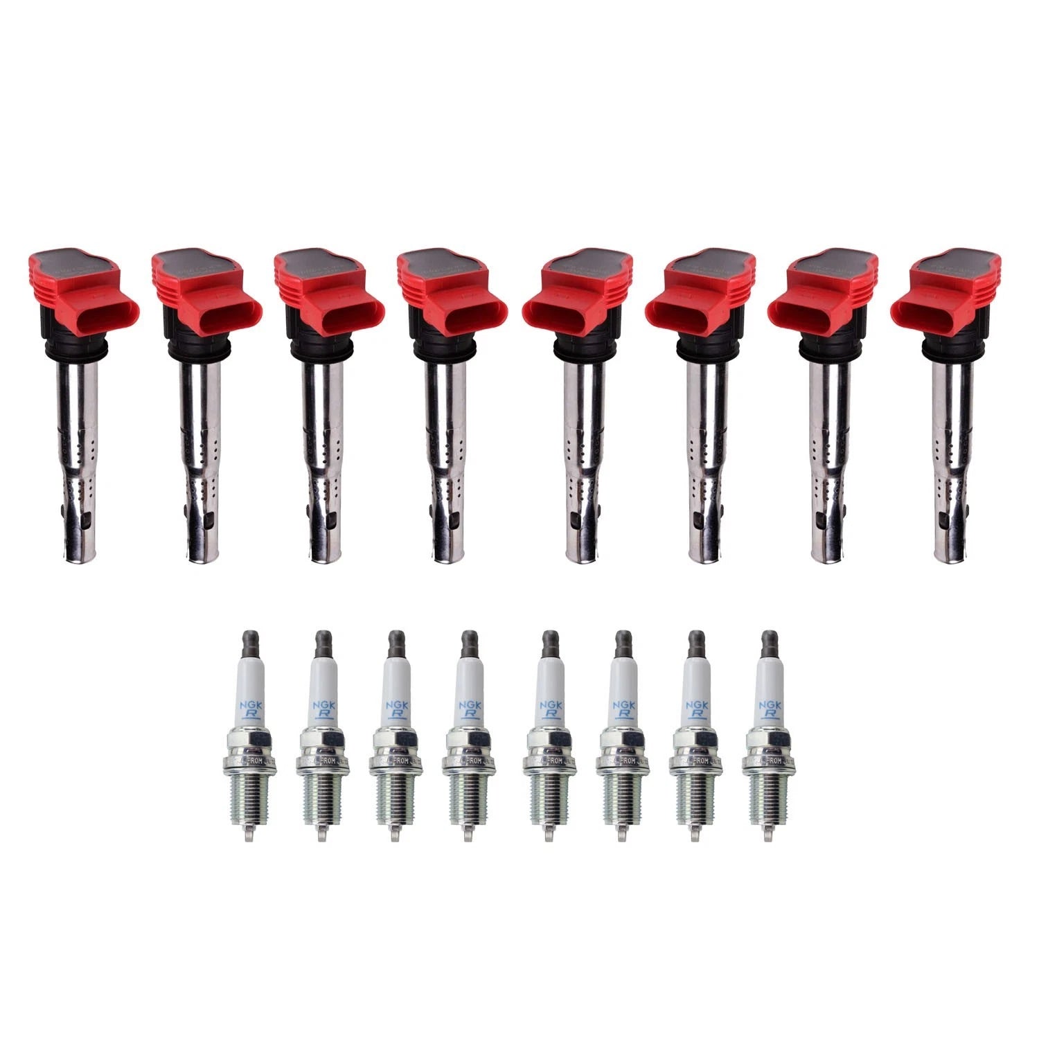Set of 8 Ignition Coils & NGK Laser Platinum Spark Plugs for Audi R8 (2007–2015)