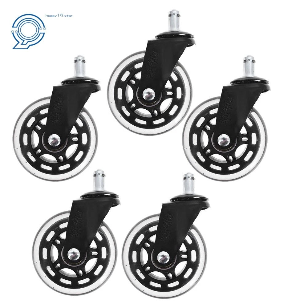 Set of 5 Rubber Swivel Wheels for Office Chair
