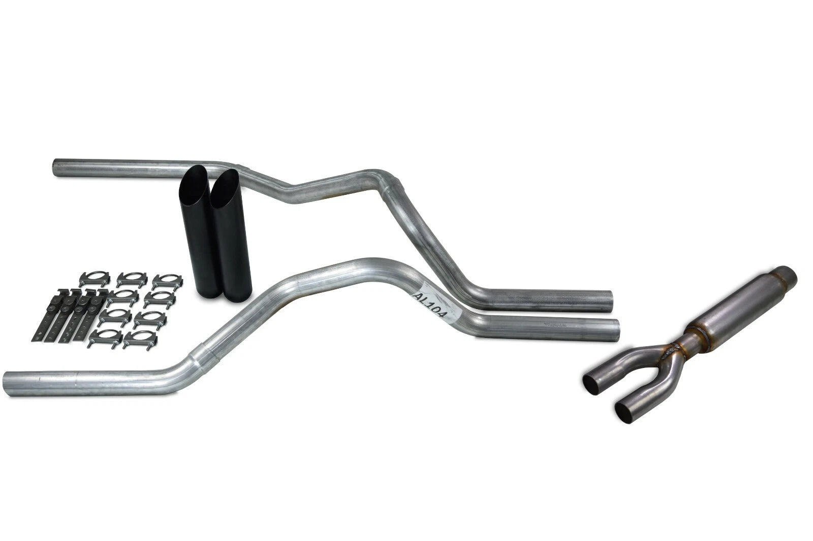 Dual Exhaust Kit for Ford F-150 (1987–1997) 2.5" Glasspack Black Tip