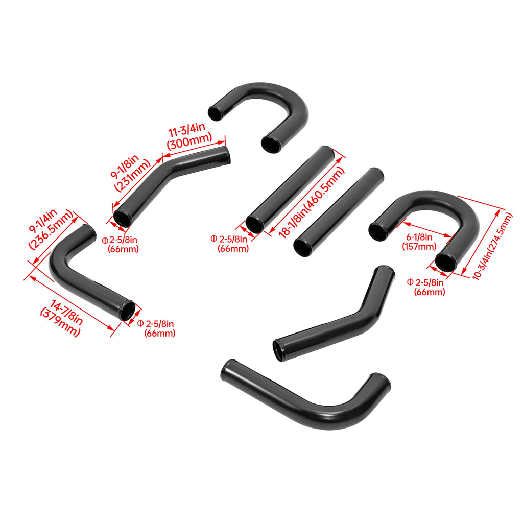 2.5" Universal Aluminum Turbo Intercooler Pipe Kit with Hose and Clamp