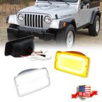 Clear Switchback LED Front Bumper DRL Signal Lights for Jeep Wrangler TJ (1997–2006)