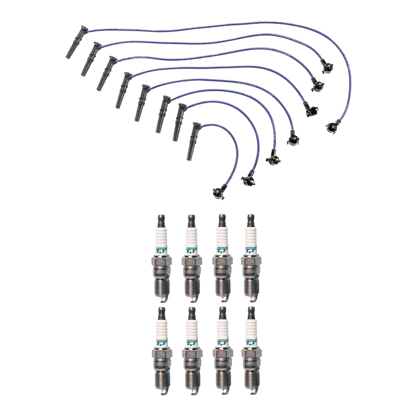 Denso 8mm Wire Set & 8 Iridium TT Spark Plugs for Ford Mustang (1994–2004)