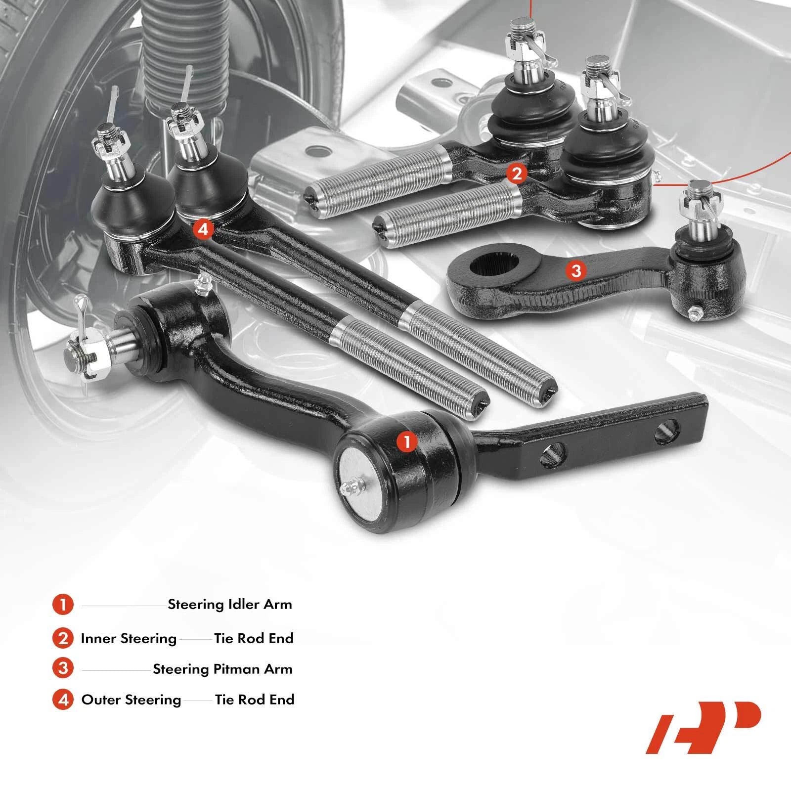 6x Inner & Outer Tie Rod Ends for Chevy Blazer S10 (1994-2005)