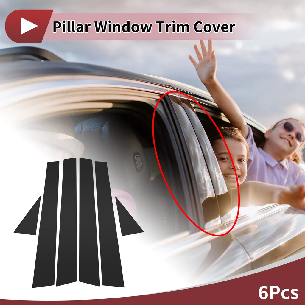 6 Pcs Car Door Pillar Window Trim for Toyota Avalon (2001–2004) Black
