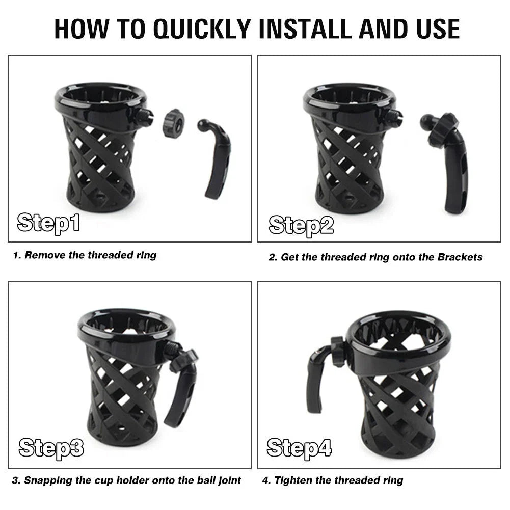 Universal Handlebar Cup Holder with Mesh Basket for Harley