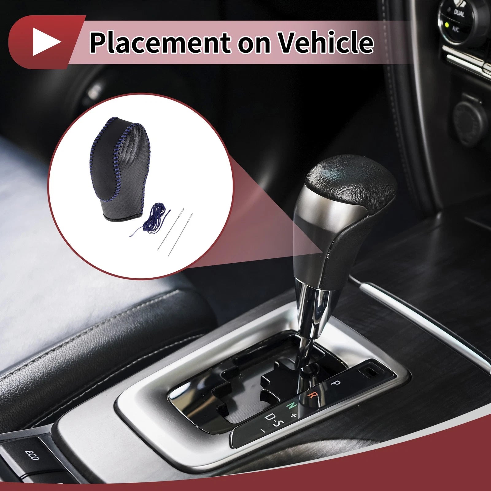 Gear Shift Knob Cover for Ford Fusion (2013–2016) Black Blue