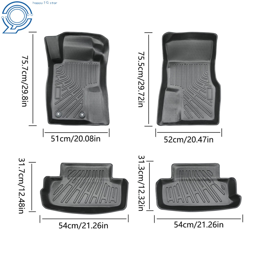 Set of 2 Black TPE Front & 2nd Row Floor Mats Liner for Ford Mustang (2004–2014)