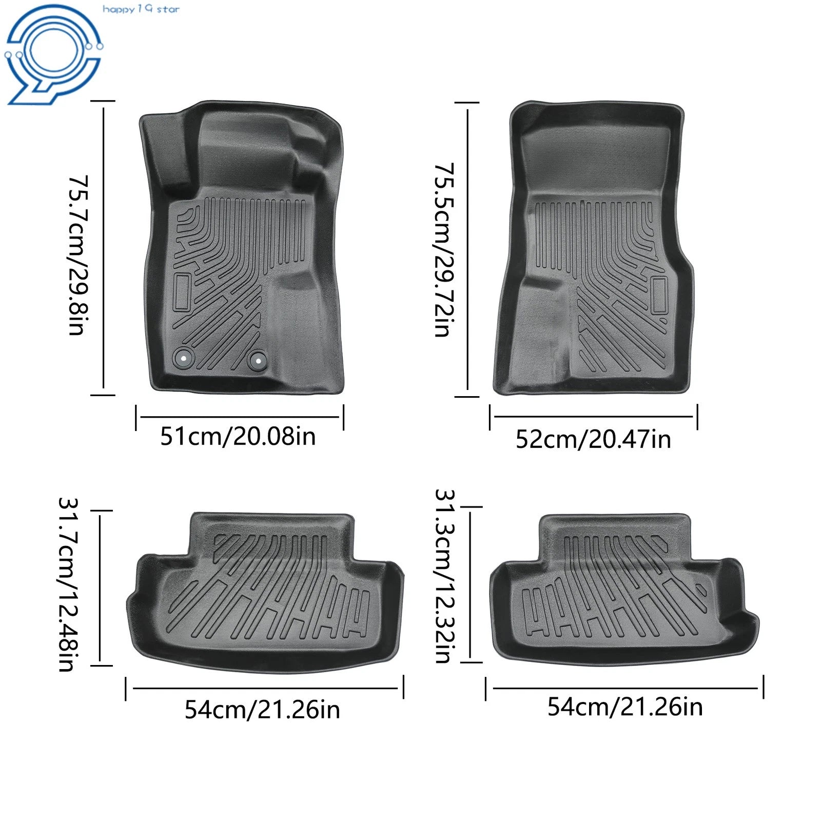 Set of 2 Black TPE Front & 2nd Row Floor Mats Liner for Ford Mustang (2004–2014)