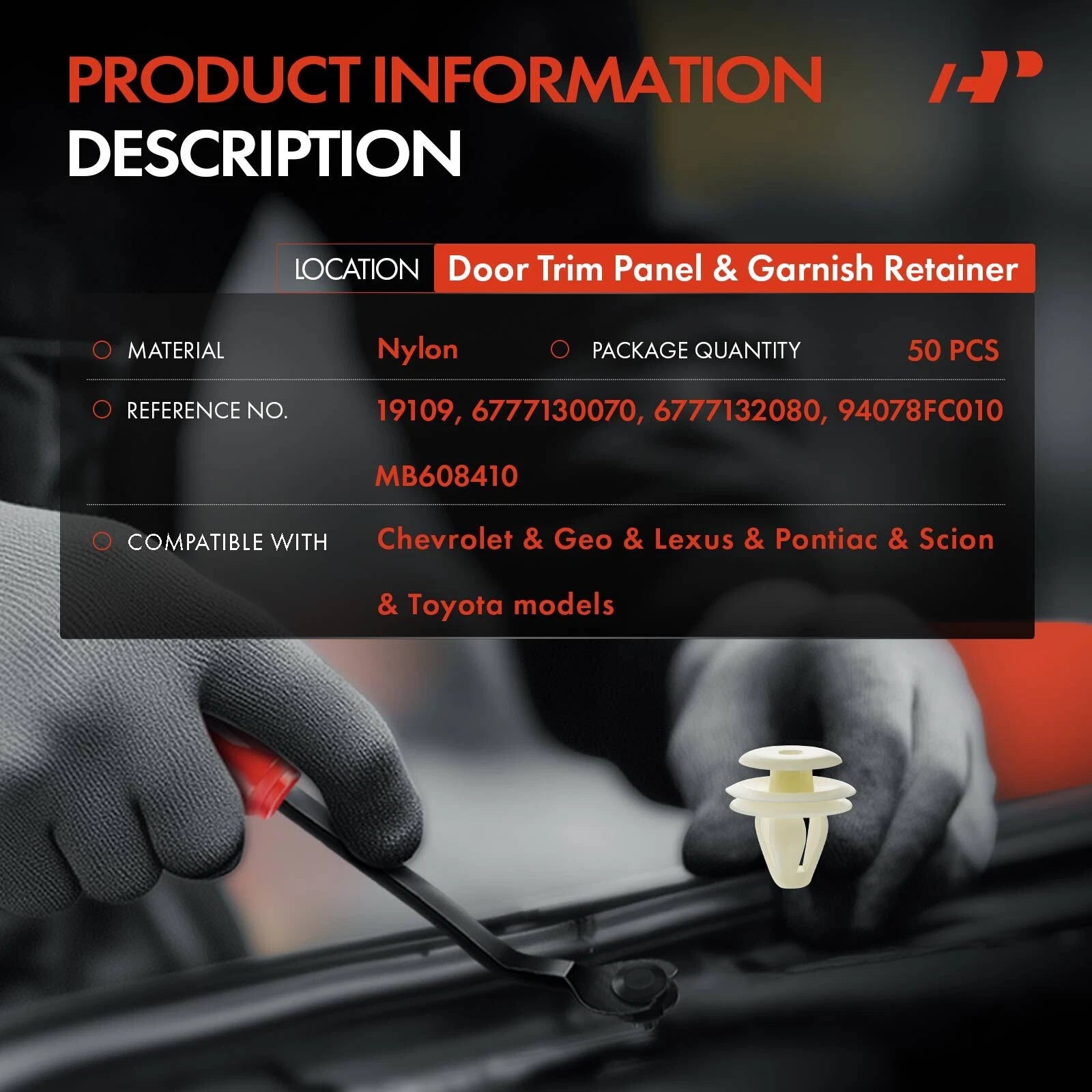 Nylon Door Trim Panel Retainer Clips for Toyota (2010-2018)