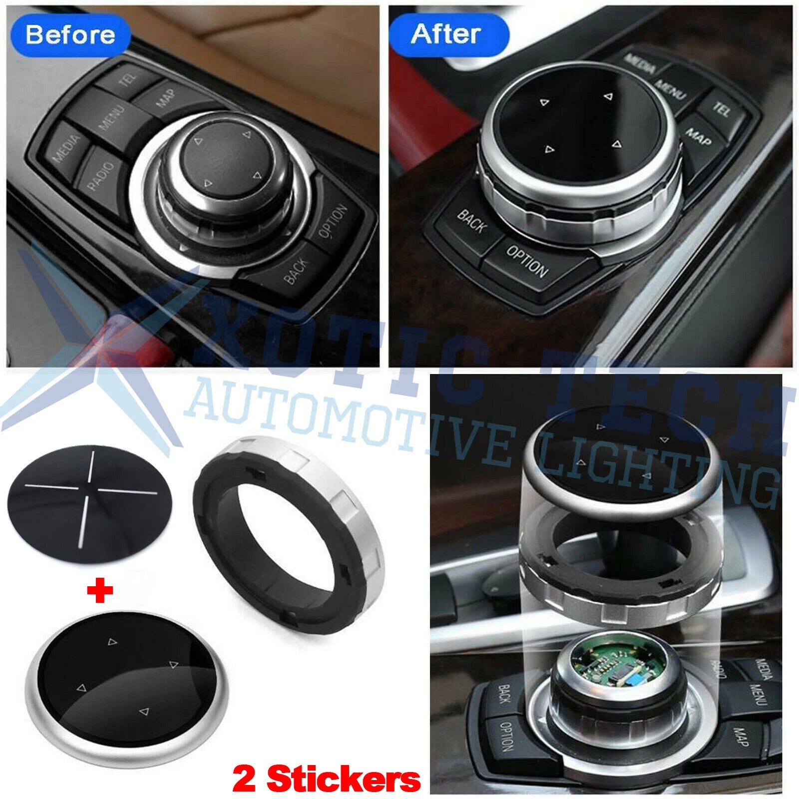 Silver Multi Media Knob Controller Wheel Cover for BMW X1 X3 X5 X6 (2011–2021)