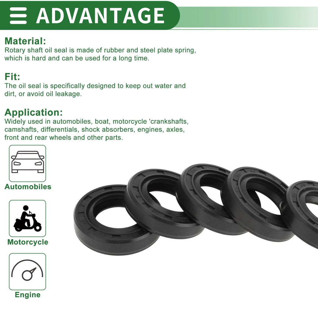 Set of 5 Oil Seal Rotary Shaft Seal NBR Rubber 18x30x7mm