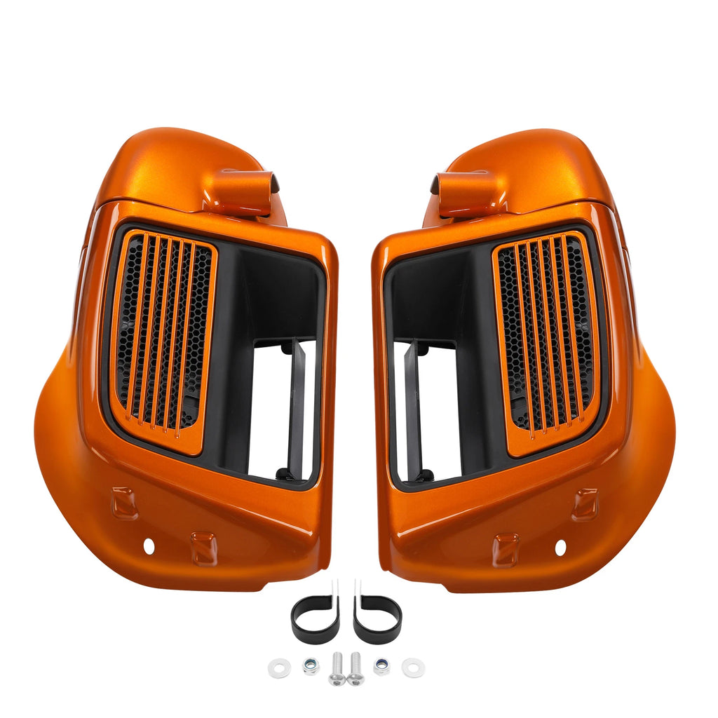 Lower Vented Fairings for Harley Touring (2014–2024) Scorched Orange/Black Denim