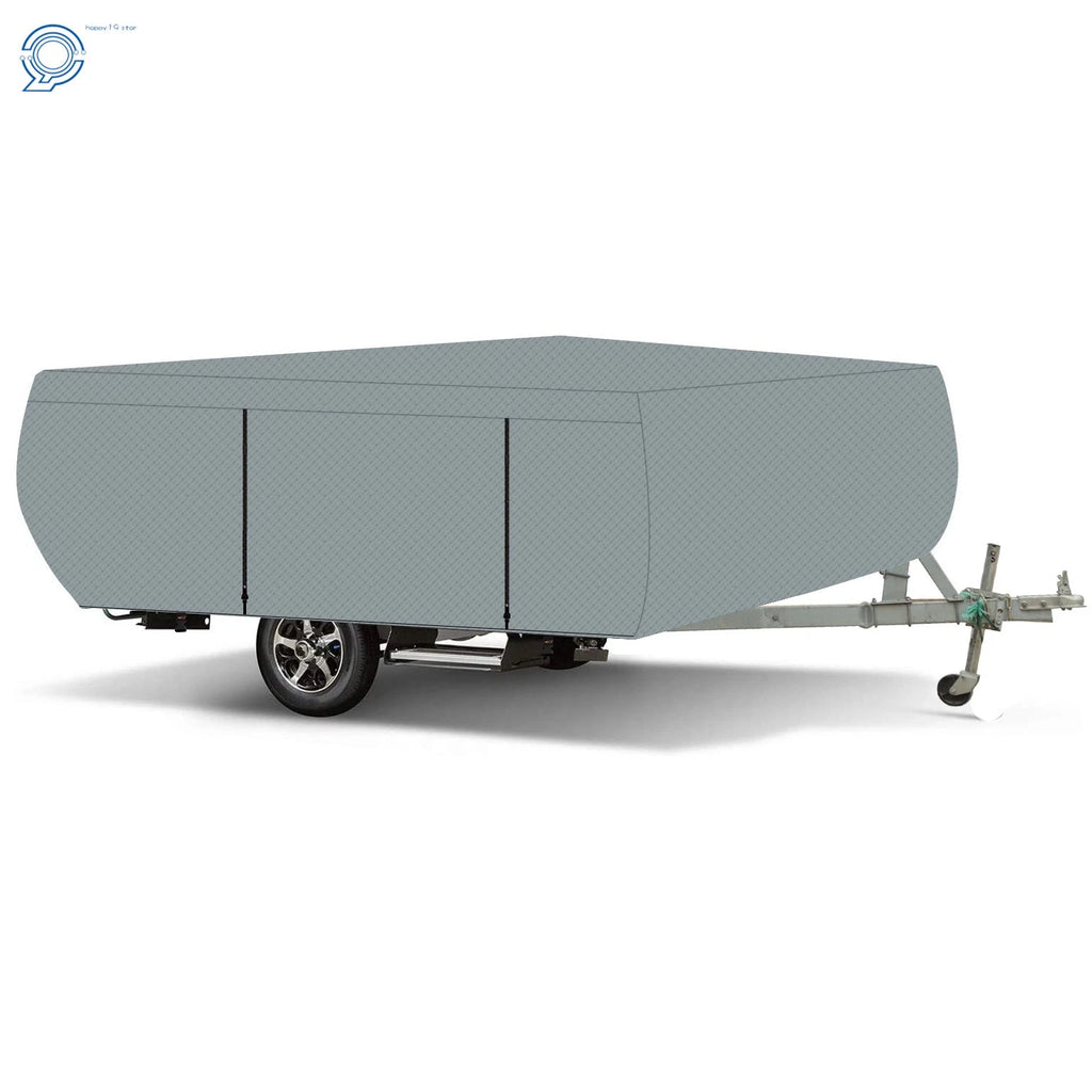 RV Cover for 8-18 FT Long Trailers Pop Up Folding Camper (Waterproof, Gray)