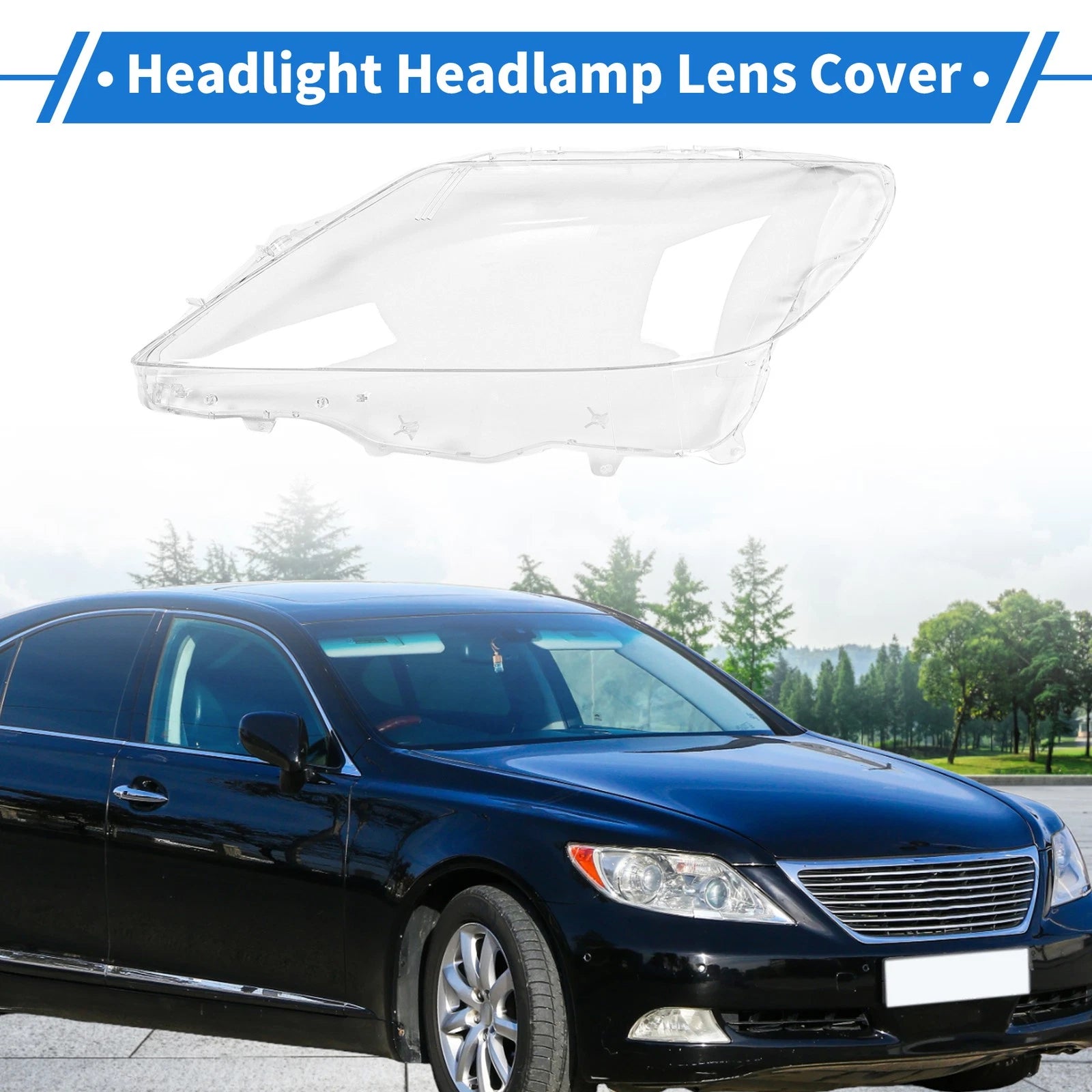 1 Pcs Headlight Lens Cover for Lexus LS460/LS600 (2010–2012) PC Clear