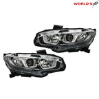 Set of 2 Headlights for Honda Civic (2016–2020) Electroplated Halogen