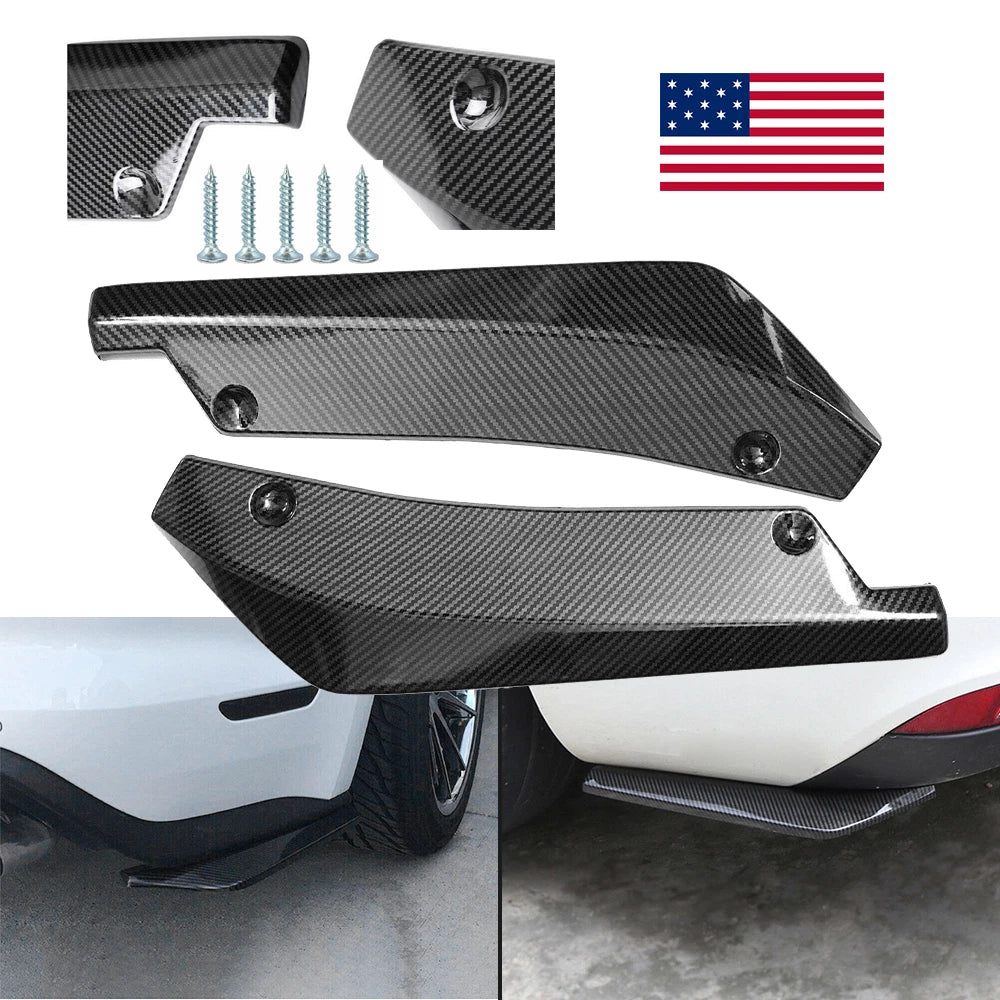 2X Rear Bumper Lip Diffuser Splitter for Universal Fit (Carbon Fiber)