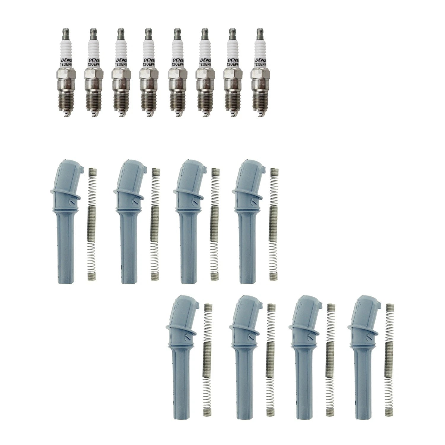 Set of 8 Denso Spark Plugs & NGK Ignition Coil Boots for Ford F-150 (2004–2008)