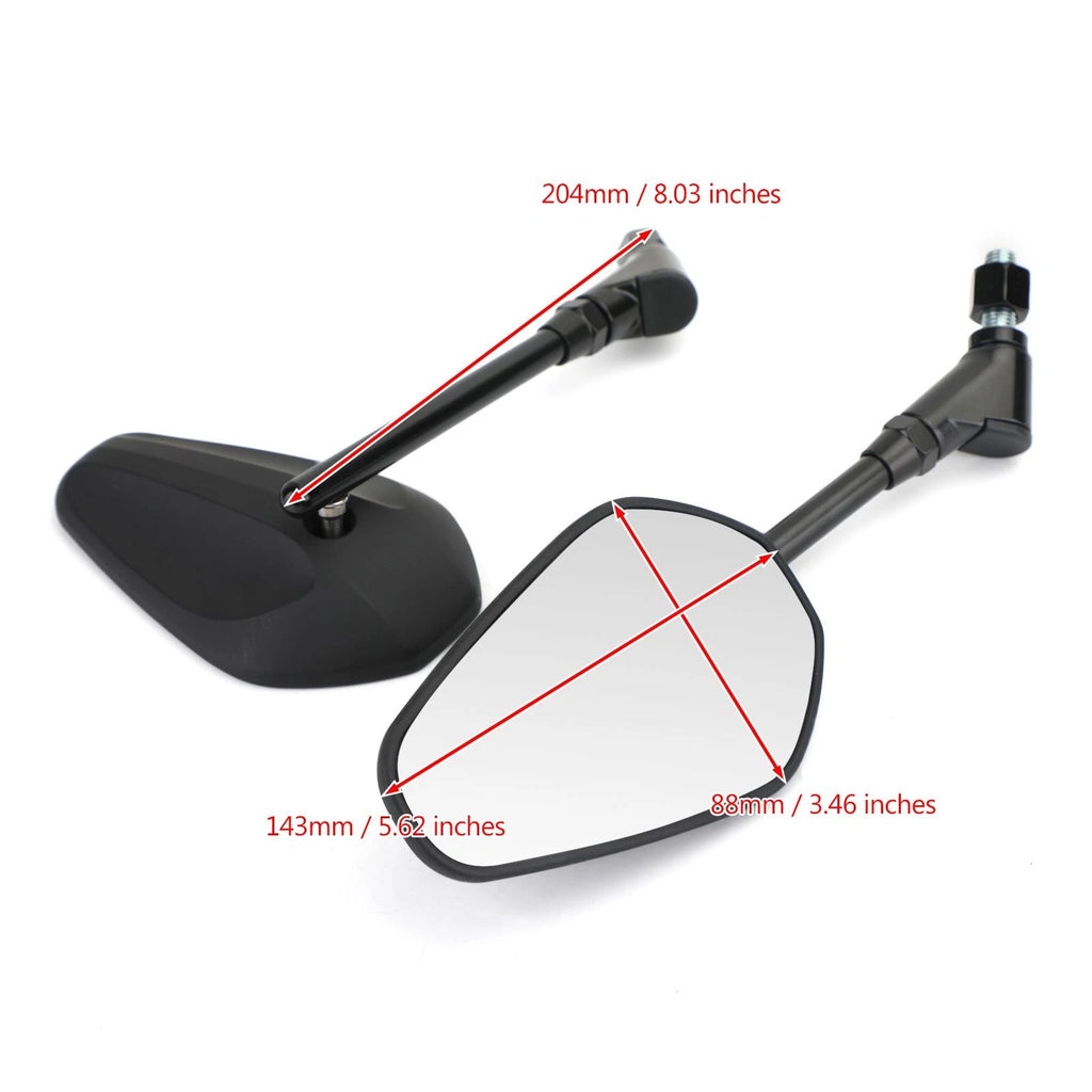 Set of 2 Black Rearview Side Mirrors M10 10mm for Motorcycle Cruiser Chopper