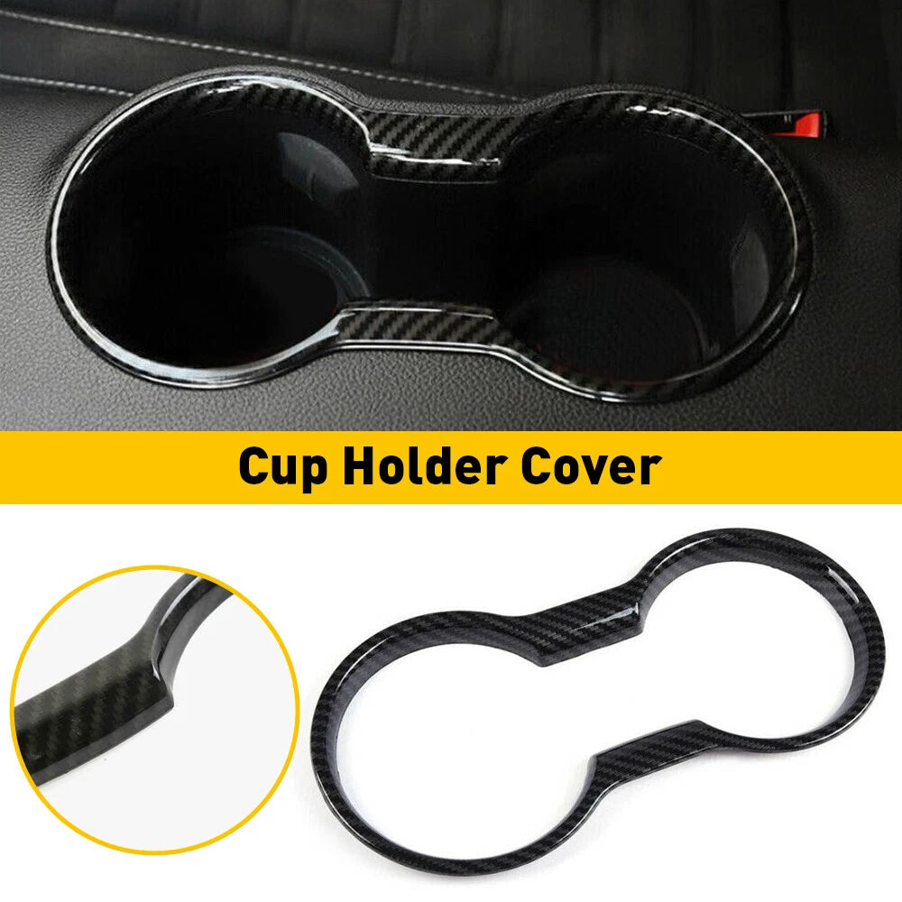 Cup Holder Cover for Ford Mustang (2015–2023) Carbon Fiber Trim