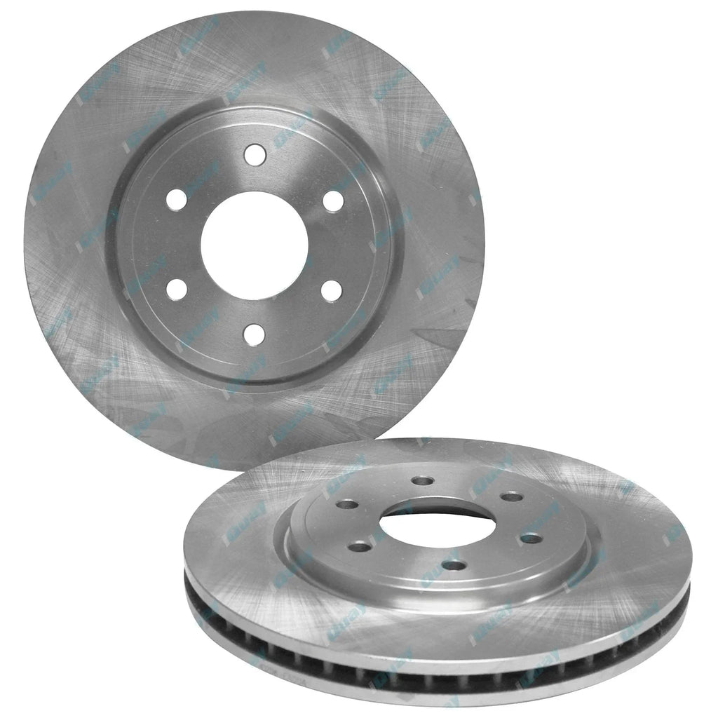 2 Front Disc Brake Rotors + Pads Set Navara D40 Ute 2wd 4x4 2005-12 16" Wheels