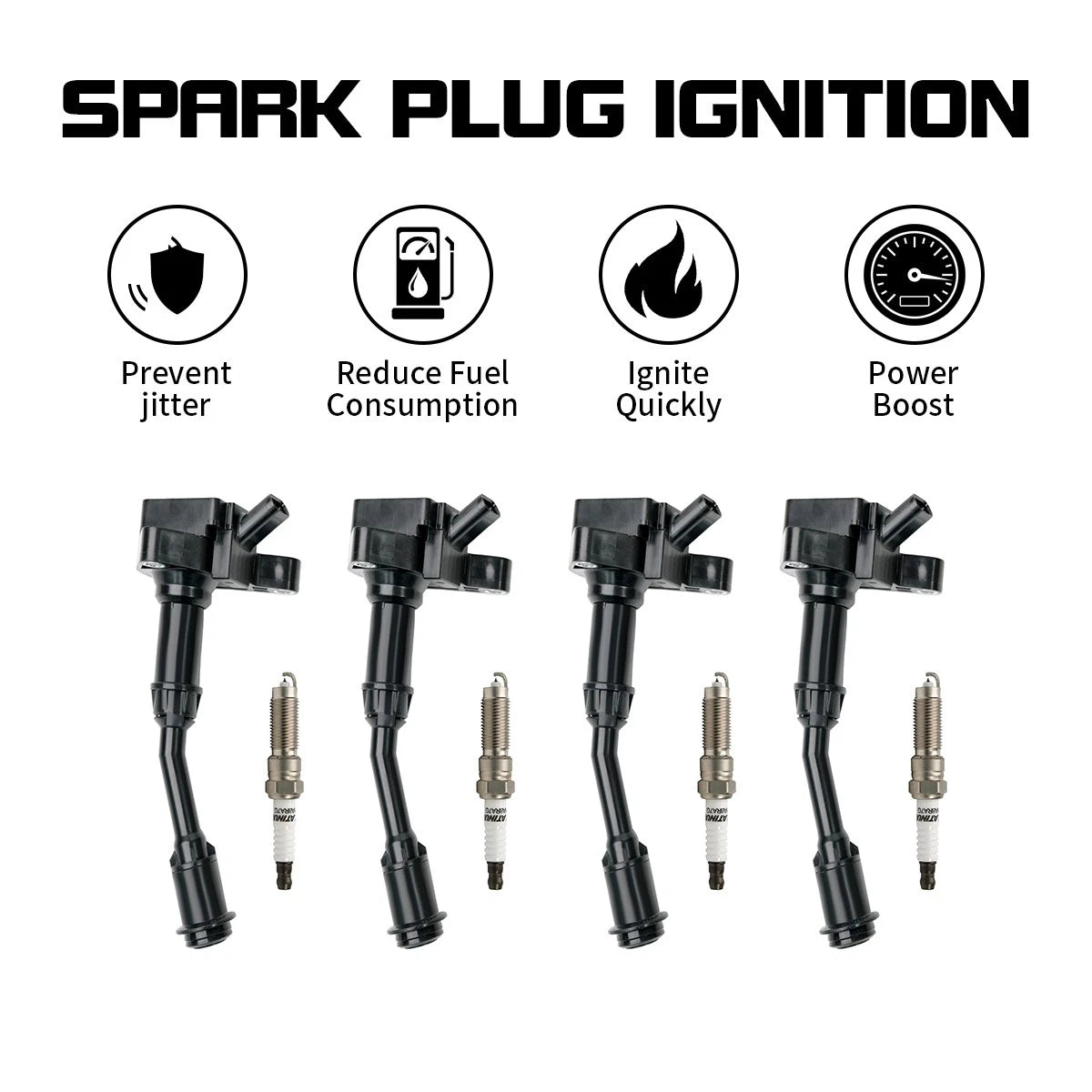4X Ignition Coil & Spark Plug for Ford Escape SE SEL Titanium (2017–2019)