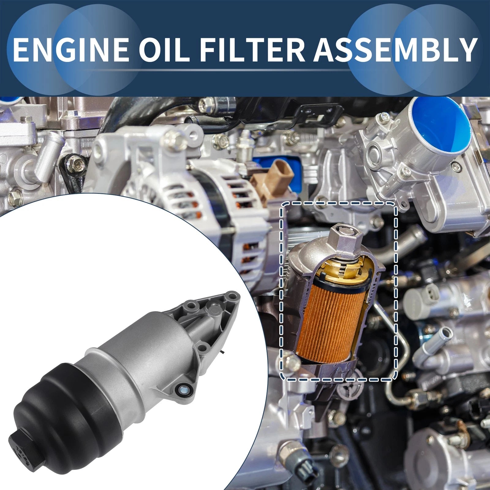 Engine Oil Filter Base Housing Assembly for Audi A4 A5 A6 Q5 Q7 S4 (2008–2020) No. 06E115405K
