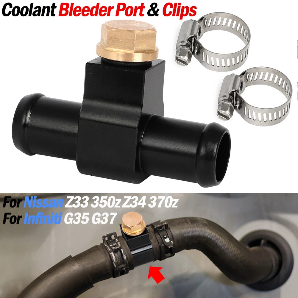 Heater Hose Connector Coolant Bleeder Port for Nissan 350Z Z33 Z34 370Z G35 G37 (2003–2020)