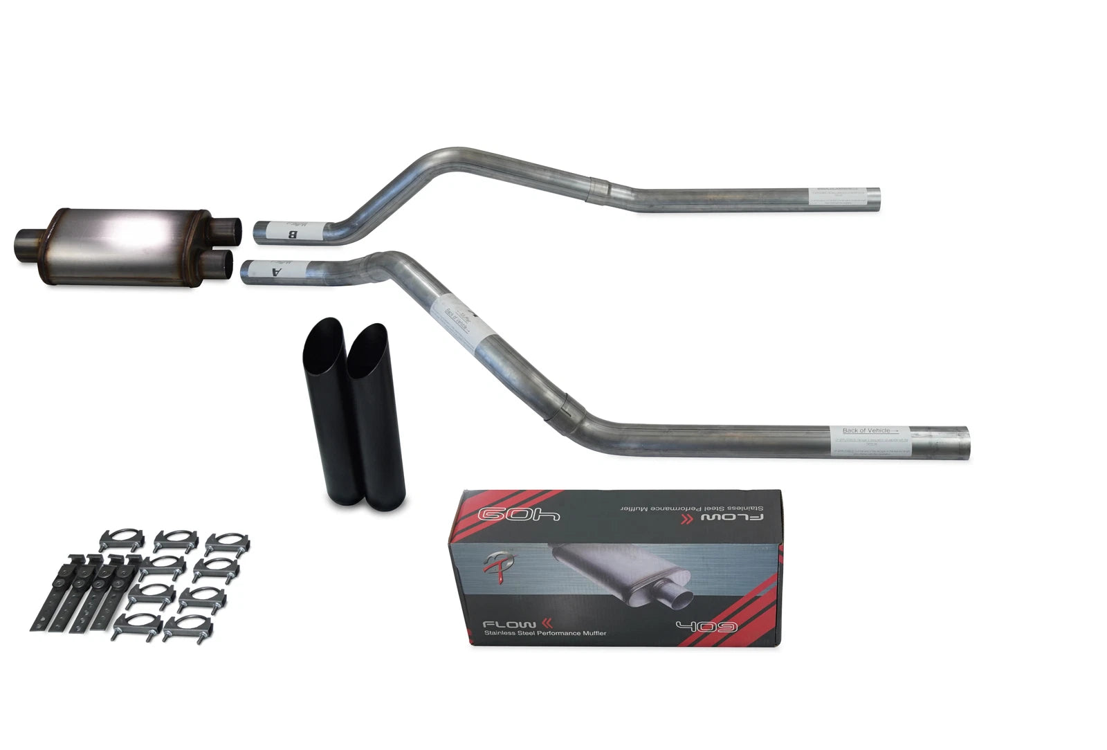 Dual Exhaust Muffler for Chevy Blazer (1992–1994) 2.5" Stainless Black Tip
