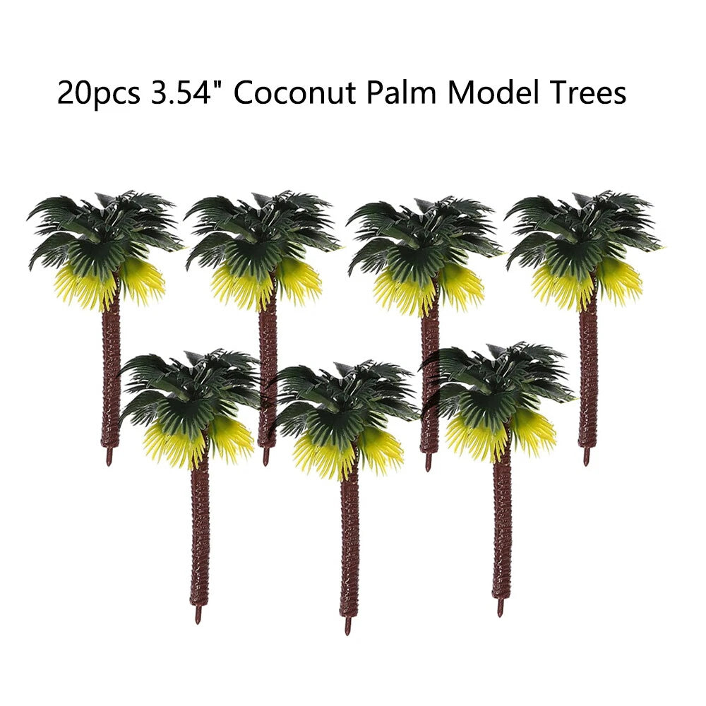 20pcs Miniature Coconut Palm Trees for Park Dioramas